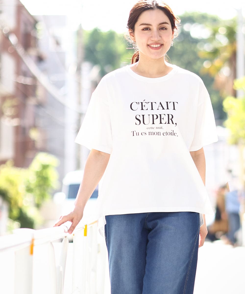 OLKHV56054 eur3(エウルキューブ) 【大きいサイズ/a.v.v×eur3】コットンロゴTシャツ ホワイト(90)