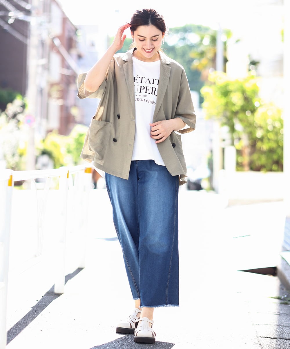 OLKHV56054 eur3(エウルキューブ) 【大きいサイズ/a.v.v×eur3】コットンロゴTシャツ ホワイト(90)