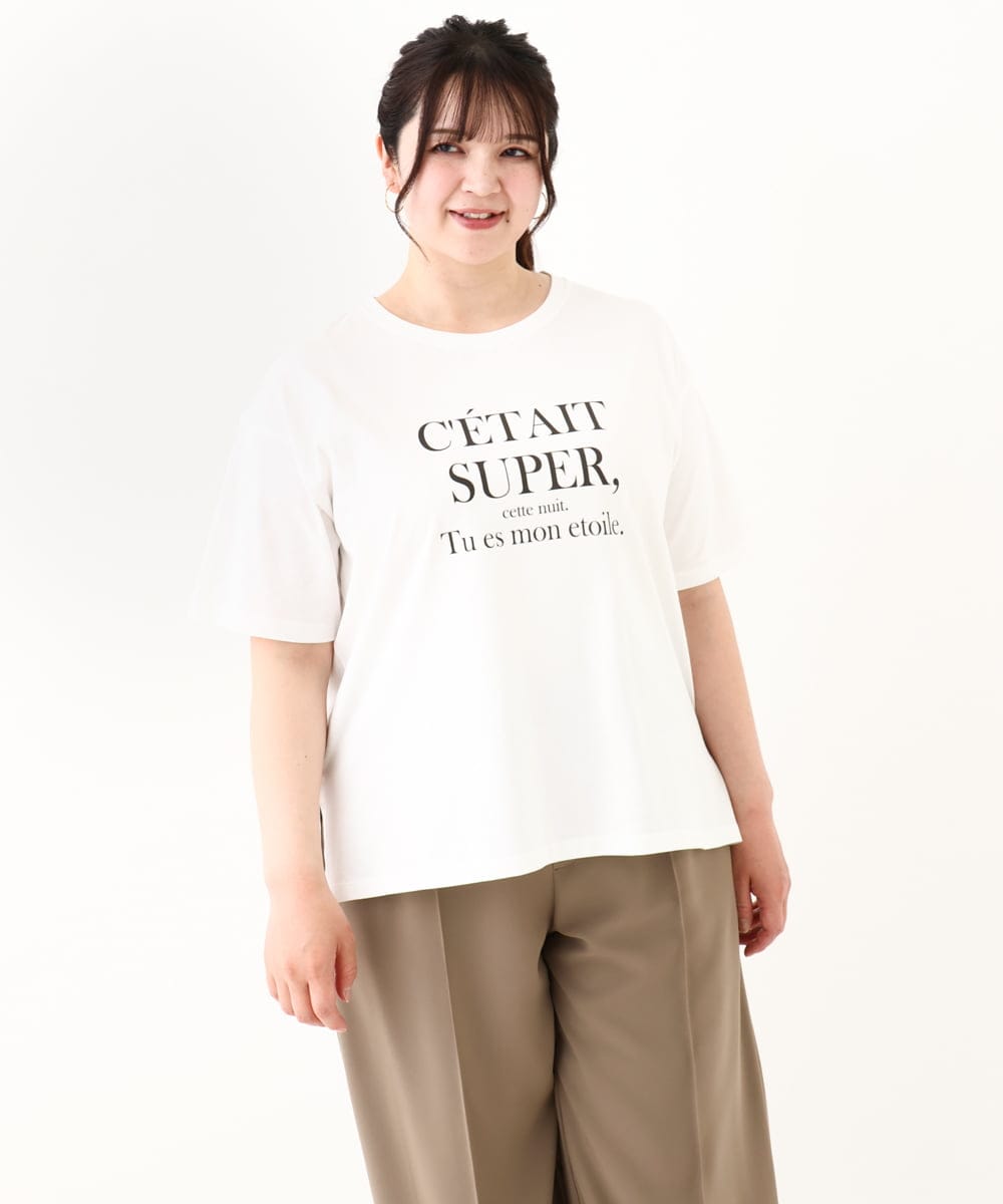 OLKHV56054 eur3(エウルキューブ) 【大きいサイズ/a.v.v×eur3】コットンロゴTシャツ ホワイト(90)