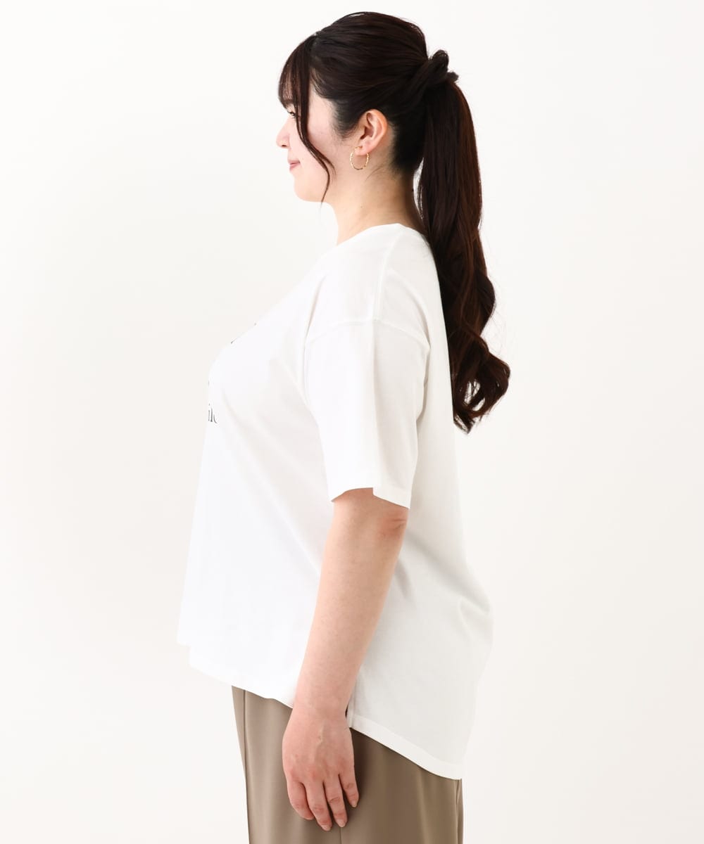 OLKHV56054 eur3(エウルキューブ) 【大きいサイズ/a.v.v×eur3】コットンロゴTシャツ ホワイト(90)