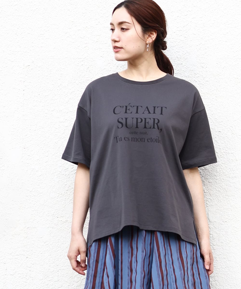 OLKHV56054 eur3(エウルキューブ) 【大きいサイズ/a.v.v×eur3】コットンロゴTシャツ ダークグレー(93)