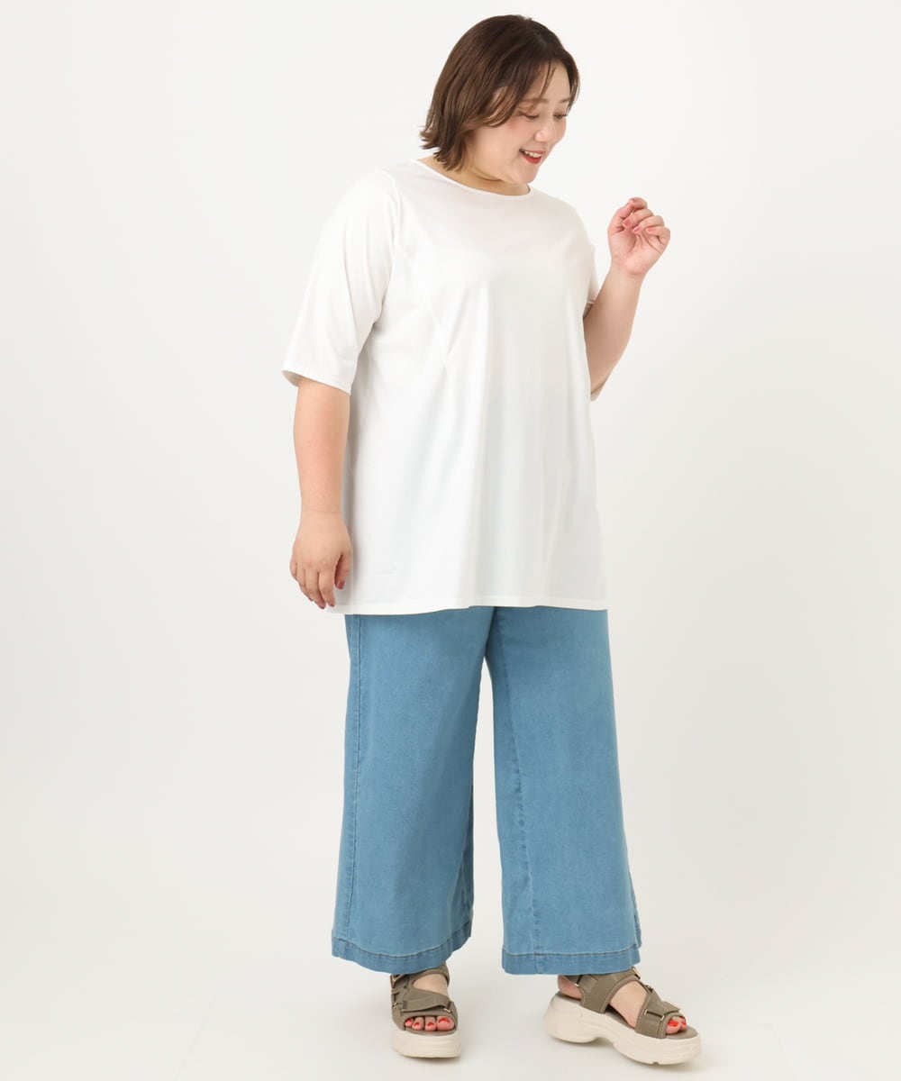 OLKIA45079 eur3(エウルキューブ) 【大きいサイズ/接触冷感】タックジャージートップス ホワイト(90)