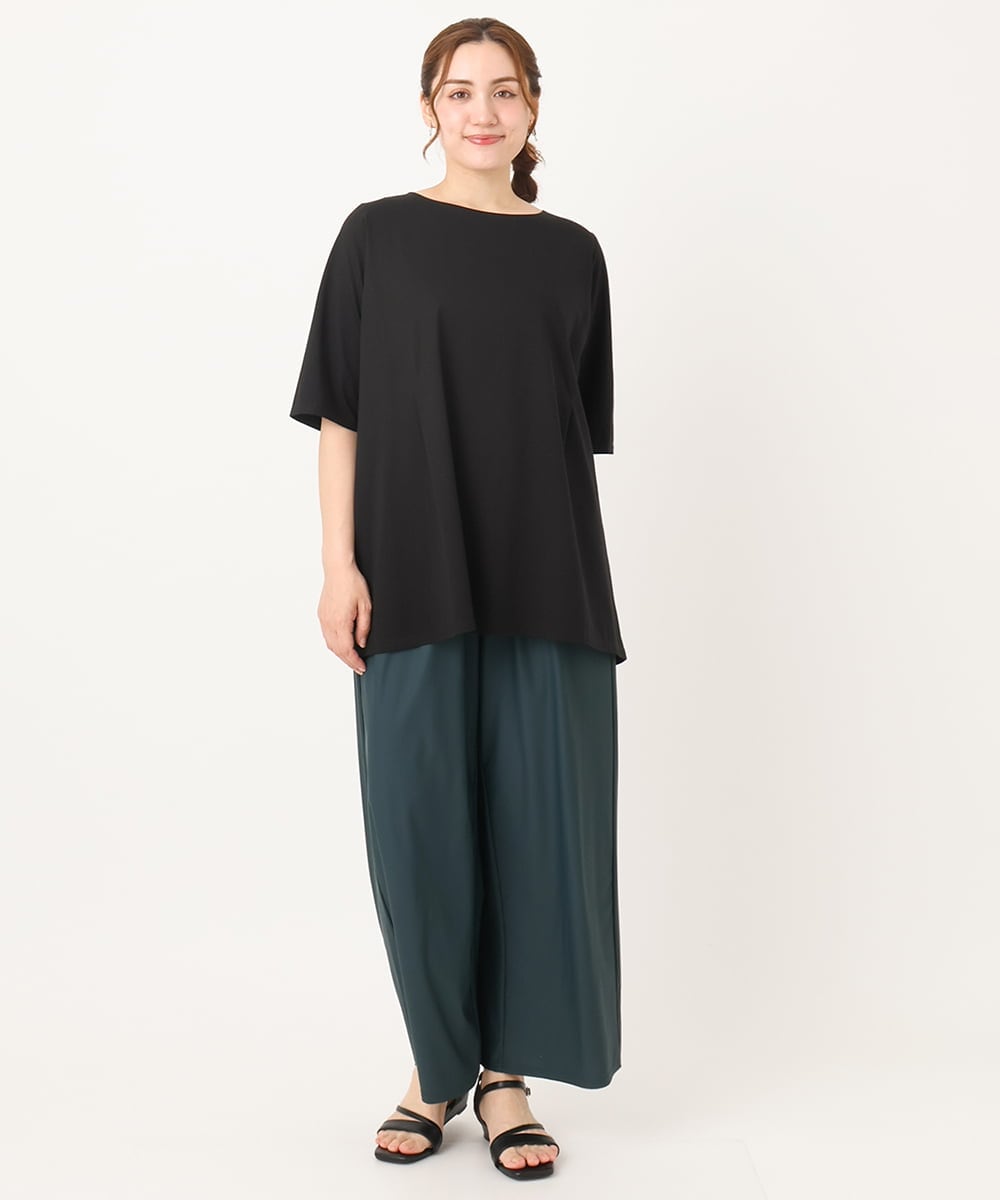 OLKIA45079 eur3(エウルキューブ) 【大きいサイズ/接触冷感】タックジャージートップス ブラック(94)
