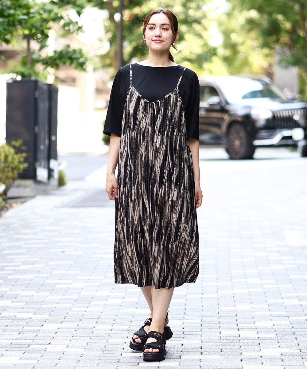OLKIA45079 eur3(エウルキューブ) 【大きいサイズ/接触冷感】タックジャージートップス ブラック(94)