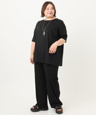 OLKIA45079 eur3(エウルキューブ) 【大きいサイズ/接触冷感】タックジャージートップス ブラック(94)
