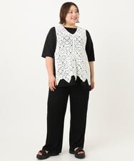 OLKIA45079 eur3(エウルキューブ) 【大きいサイズ/接触冷感】タックジャージートップス ブラック(94)