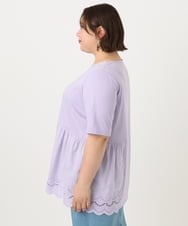 OLKIA46089 eur3(エウルキューブ) 【大きいサイズ/接触冷感】スカラップコンビプルオーバー ラベンダー(60)