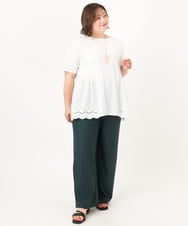 OLKIA46089 eur3(エウルキューブ) 【大きいサイズ/接触冷感】スカラップコンビプルオーバー ホワイト(90)