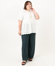 OLKIA46089 eur3(エウルキューブ) 【大きいサイズ/接触冷感】スカラップコンビプルオーバー ホワイト(90)