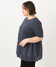 OLKIA46089 eur3(エウルキューブ) 【大きいサイズ/接触冷感】スカラップコンビプルオーバー ダークグレー(93)