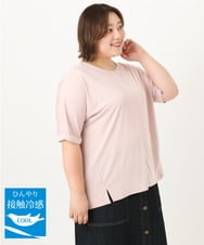 OLKIA50054 eur3(エウルキューブ) 【大きいサイズ/接触冷感】UVカットロールアップスリーブTシャツ ライトピンク(01)