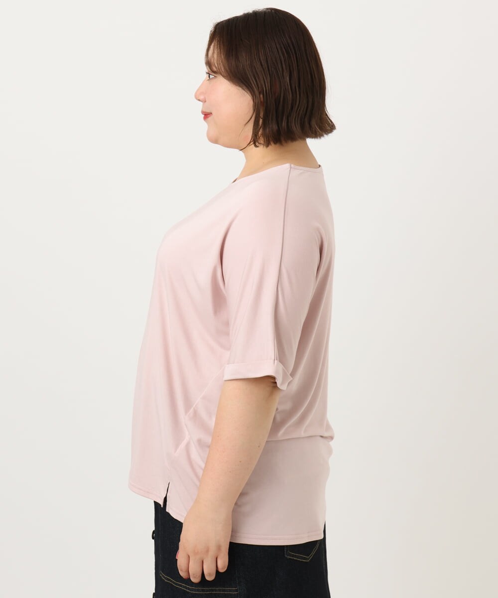 OLKIA50054 eur3(エウルキューブ) 【大きいサイズ/接触冷感】UVカットロールアップスリーブTシャツ ライトピンク(01)