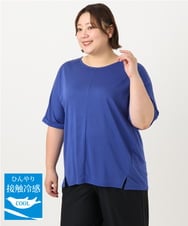 OLKIA50054 eur3(エウルキューブ) 【大きいサイズ/接触冷感】UVカットロールアップスリーブTシャツ ブルー(55)