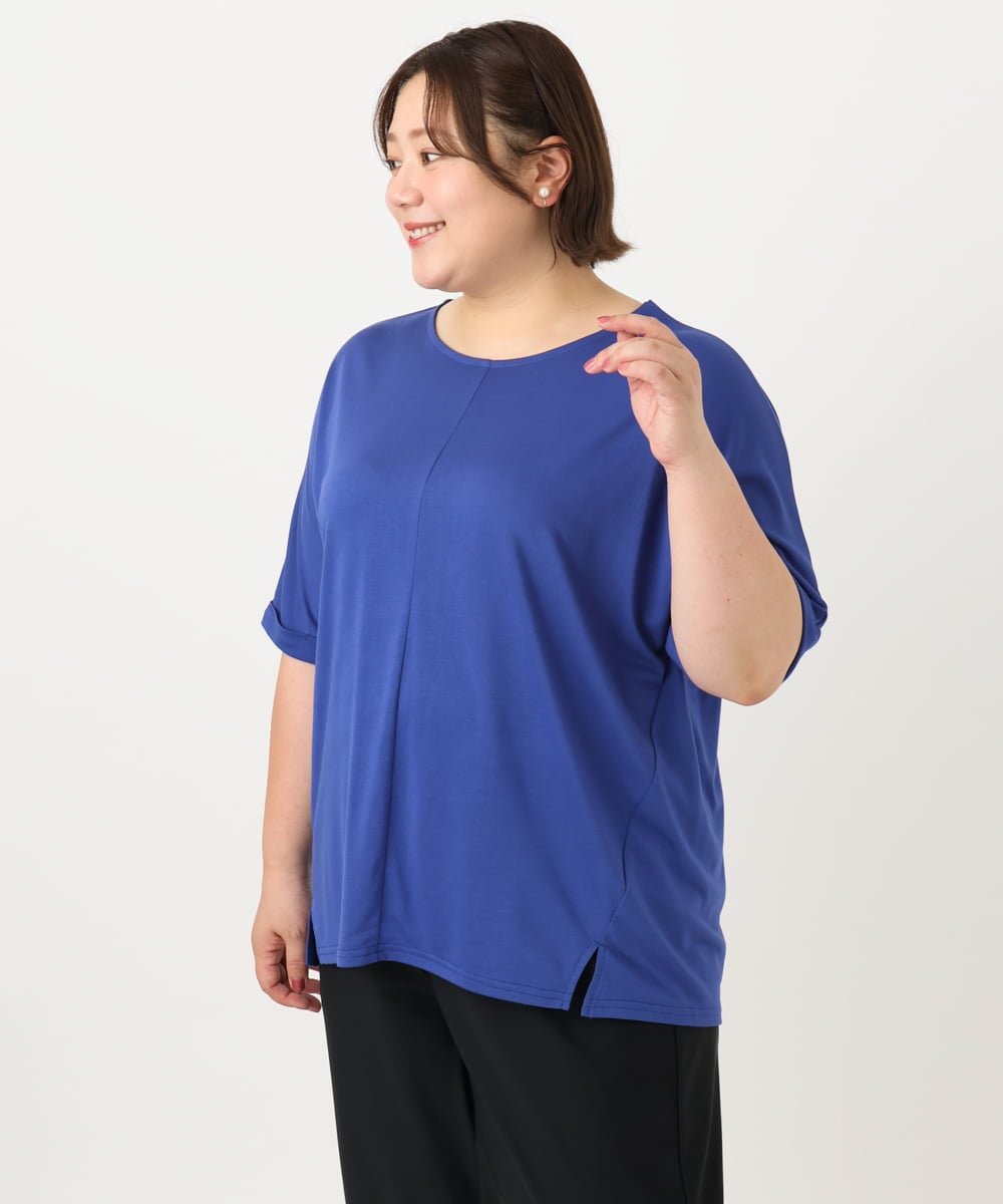 OLKIA50054 eur3(エウルキューブ) 【大きいサイズ/接触冷感】UVカットロールアップスリーブTシャツ ブルー(55)