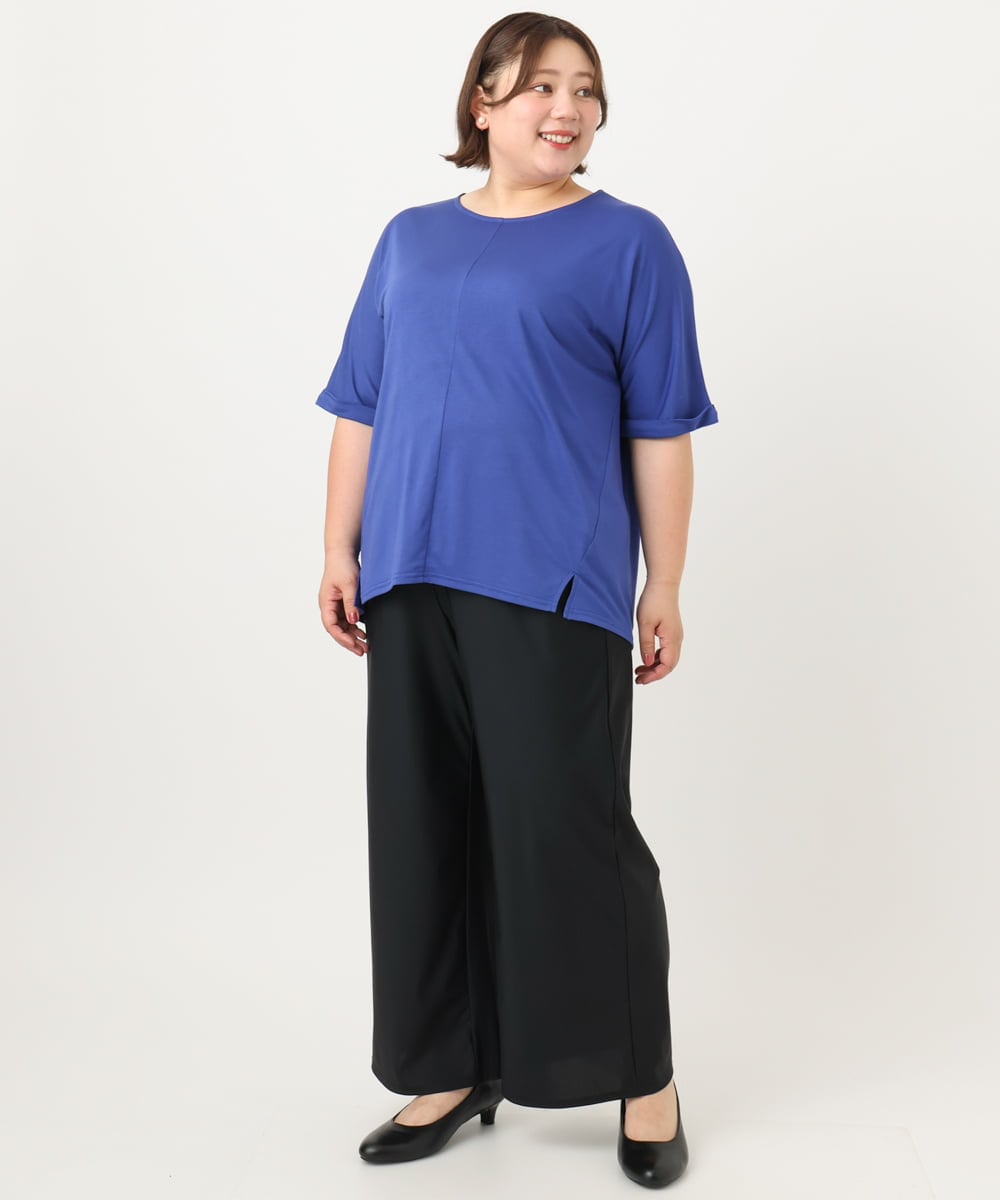 OLKIA50054 eur3(エウルキューブ) 【大きいサイズ/接触冷感】UVカットロールアップスリーブTシャツ ブルー(55)
