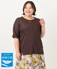 OLKIA50054 eur3(エウルキューブ) 【大きいサイズ/接触冷感】UVカットロールアップスリーブTシャツ ダークブラウン(87)
