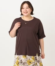 OLKIA50054 eur3(エウルキューブ) 【大きいサイズ/接触冷感】UVカットロールアップスリーブTシャツ ダークブラウン(87)