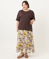 OLKIA50054 eur3(エウルキューブ) 【大きいサイズ/接触冷感】UVカットロールアップスリーブTシャツ ダークブラウン(87)