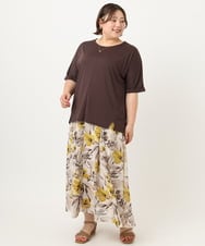 OLKIA50054 eur3(エウルキューブ) 【大きいサイズ/接触冷感】UVカットロールアップスリーブTシャツ ダークブラウン(87)
