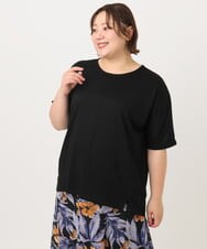 OLKIA50054 eur3(エウルキューブ) 【大きいサイズ/接触冷感】UVカットロールアップスリーブTシャツ ブラック(94)