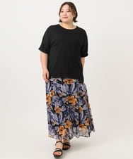 OLKIA50054 eur3(エウルキューブ) 【大きいサイズ/接触冷感】UVカットロールアップスリーブTシャツ ブラック(94)