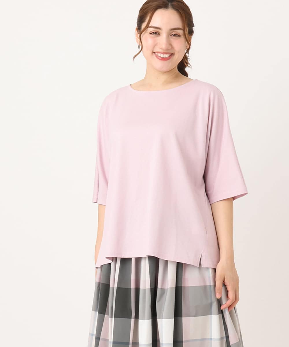 OLKIA51064 eur3(エウルキューブ) 【大きいサイズ/抗菌・消臭】コットンラグランスリーブトップス ピンク(03)