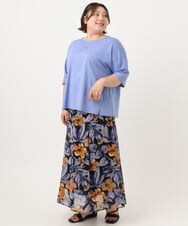 OLKIA51064 eur3(エウルキューブ) 【大きいサイズ/抗菌・消臭】コットンラグランスリーブトップス ブルー(55)