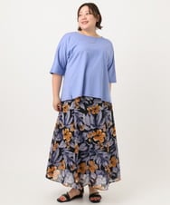 OLKIA51064 eur3(エウルキューブ) 【大きいサイズ/抗菌・消臭】コットンラグランスリーブトップス ブルー(55)