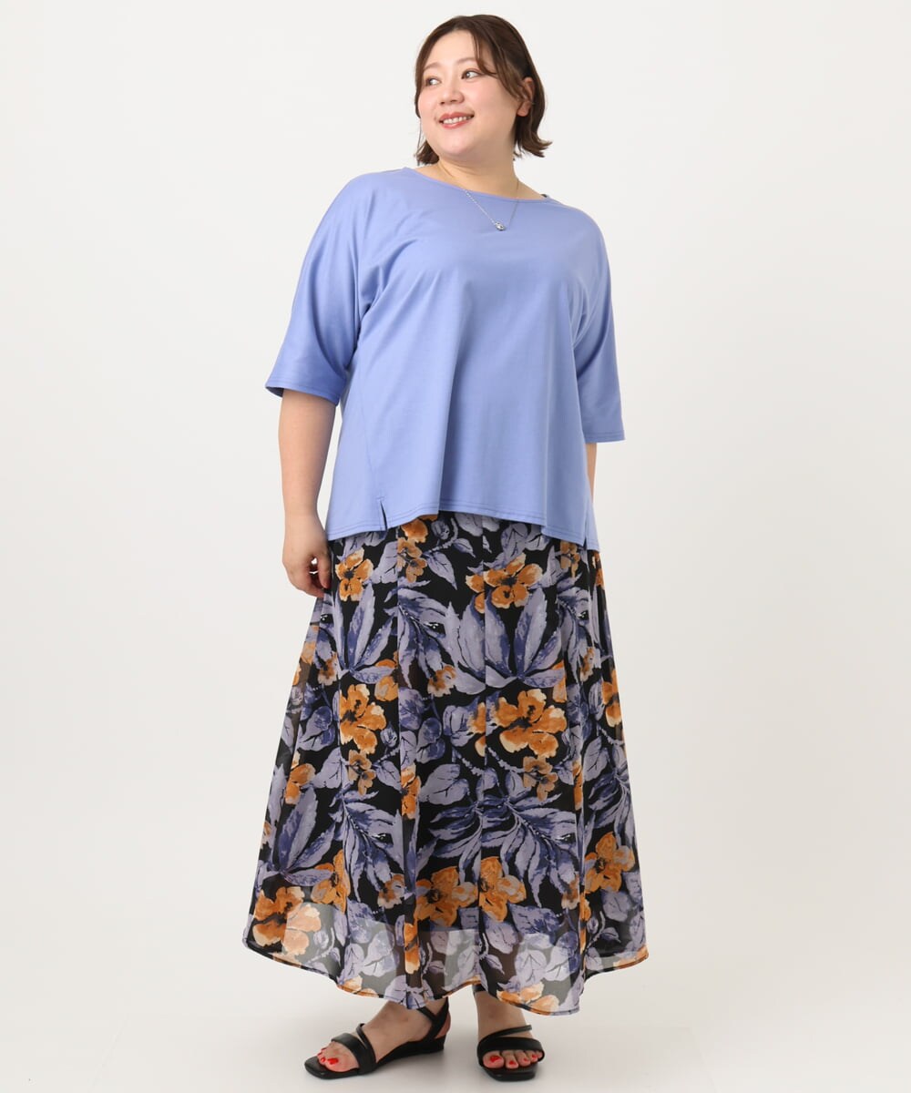 OLKIA51064 eur3(エウルキューブ) 【大きいサイズ/抗菌・消臭】コットンラグランスリーブトップス ブルー(55)