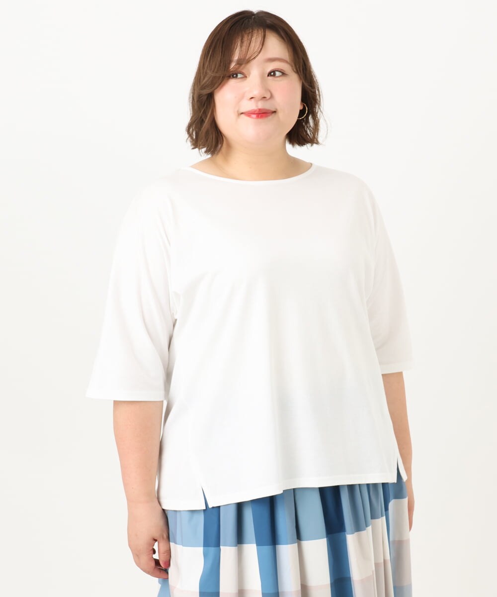 OLKIA51064 eur3(エウルキューブ) 【大きいサイズ/抗菌・消臭】コットンラグランスリーブトップス アイボリー(80)