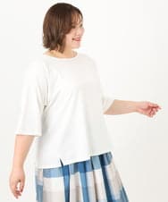 OLKIA51064 eur3(エウルキューブ) 【大きいサイズ/抗菌・消臭】コットンラグランスリーブトップス アイボリー(80)
