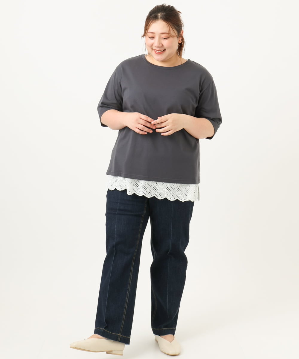 OLKIA52054 eur3(エウルキューブ) 【大きいサイズ】アニバーサリーバックプリントTシャツ ダークグレー(93)