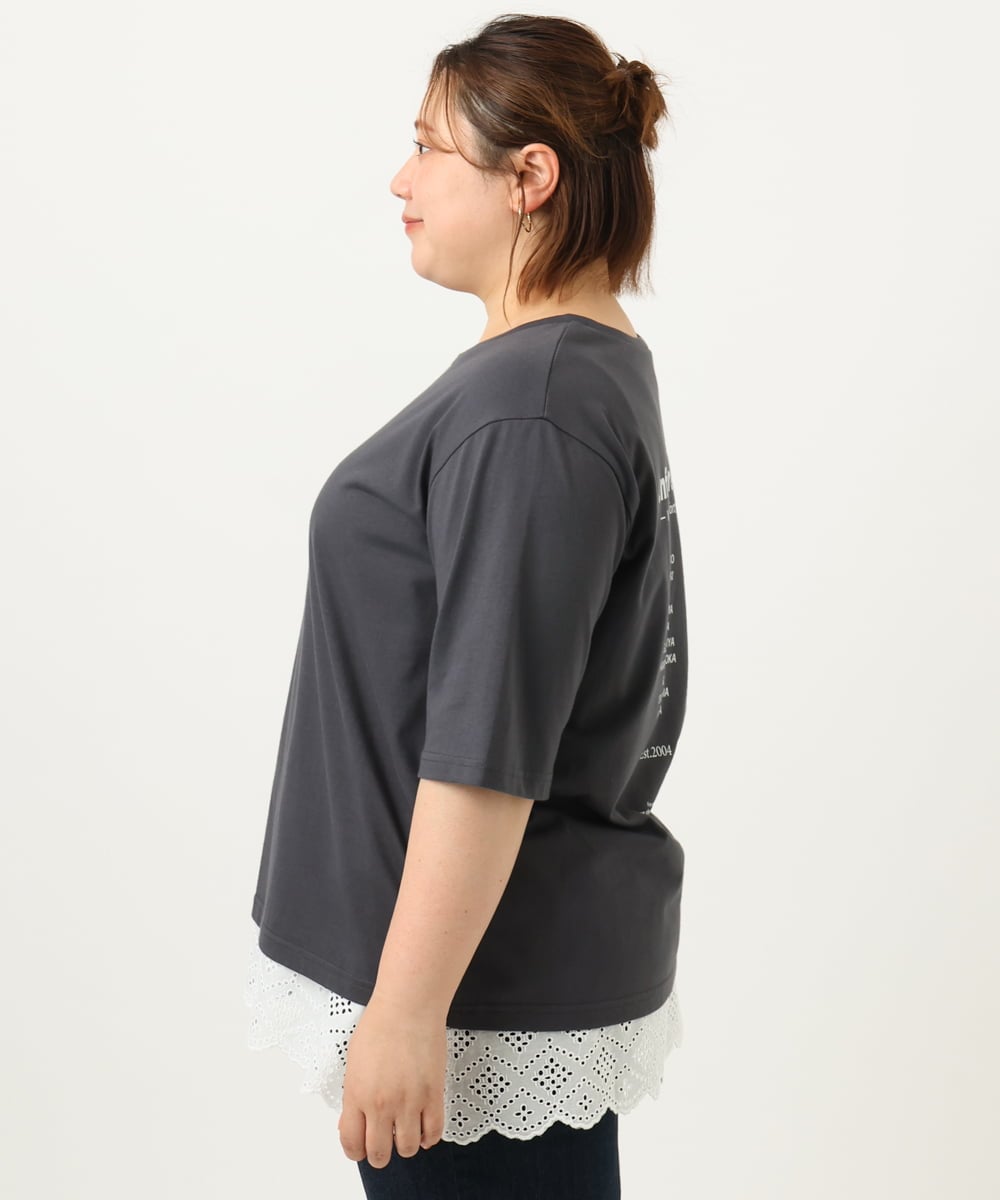 OLKIA52054 eur3(エウルキューブ) 【大きいサイズ】アニバーサリーバックプリントTシャツ ダークグレー(93)