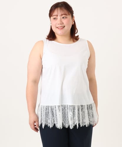 OLKID45069 eur3 【大きいサイズ】レースヘムタンクトップ