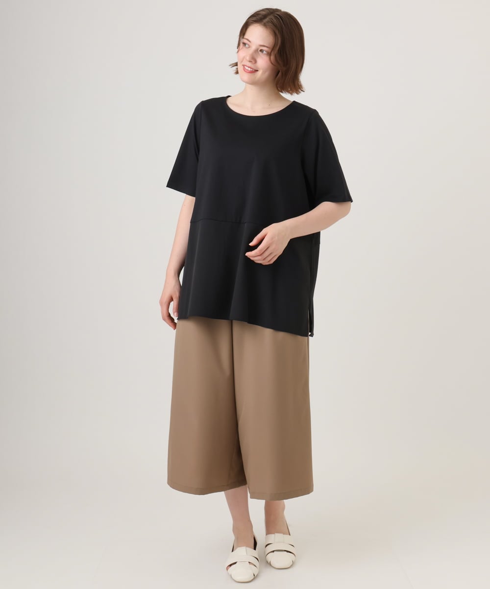 OLKID48079 eur3(エウルキューブ) 【大きいサイズ】シアーサテンヘムトップス ブラック