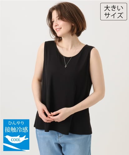 OLKID53044 eur3 【大きいサイズ/接触冷感】リブラウンドネックタンクトップ