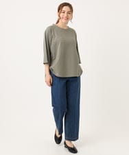 OLKJA03069 eur3(エウルキューブ) 【大きいサイズ】ロゴ刺繍ラグランカットソー カーキ(36)