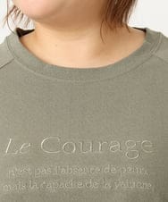 OLKJA03069 eur3(エウルキューブ) 【大きいサイズ】ロゴ刺繍ラグランカットソー カーキ(36)