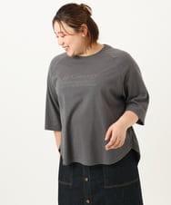 OLKJA03069 eur3(エウルキューブ) 【大きいサイズ】ロゴ刺繍ラグランカットソー ダークグレー(93)