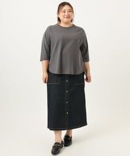 OLKJA03069 eur3(エウルキューブ) 【大きいサイズ】ロゴ刺繍ラグランカットソー ダークグレー(93)