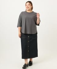 OLKJA03069 eur3(エウルキューブ) 【大きいサイズ】ロゴ刺繍ラグランカットソー ダークグレー(93)