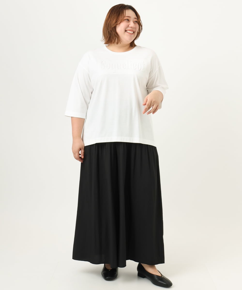OLKJA05049 eur3(エウルキューブ) 【大きいサイズ】エンボスロゴTシャツ ホワイト(90)