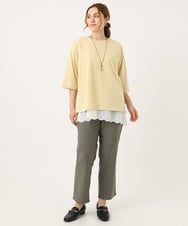 OLKJA10049 eur3(エウルキューブ) 【大きいサイズ/接触冷感】UVカットロールアップスリーブカットソー ライトイエロー(20)