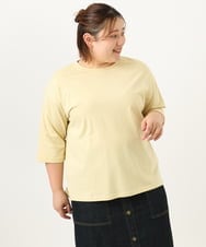 OLKJA10049 eur3(エウルキューブ) 【大きいサイズ/接触冷感】UVカットロールアップスリーブカットソー ライトイエロー(20)