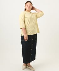 OLKJA10049 eur3(エウルキューブ) 【大きいサイズ/接触冷感】UVカットロールアップスリーブカットソー ライトイエロー(20)