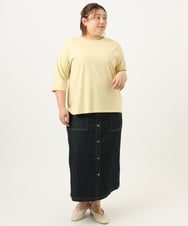 OLKJA10049 eur3(エウルキューブ) 【大きいサイズ/接触冷感】UVカットロールアップスリーブカットソー ライトイエロー(20)