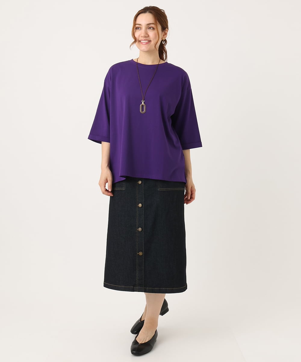 OLKJA10049 eur3(エウルキューブ) 【大きいサイズ/接触冷感】UVカットロールアップスリーブカットソー パープル(63)