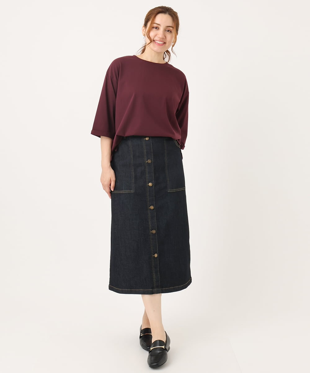 OLKJA10049 eur3(エウルキューブ) 【大きいサイズ/接触冷感】UVカットロールアップスリーブカットソー ワイン(77)