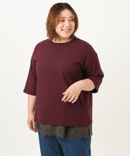 OLKJA10049 eur3(エウルキューブ) 【大きいサイズ/接触冷感】UVカットロールアップスリーブカットソー ワイン(77)