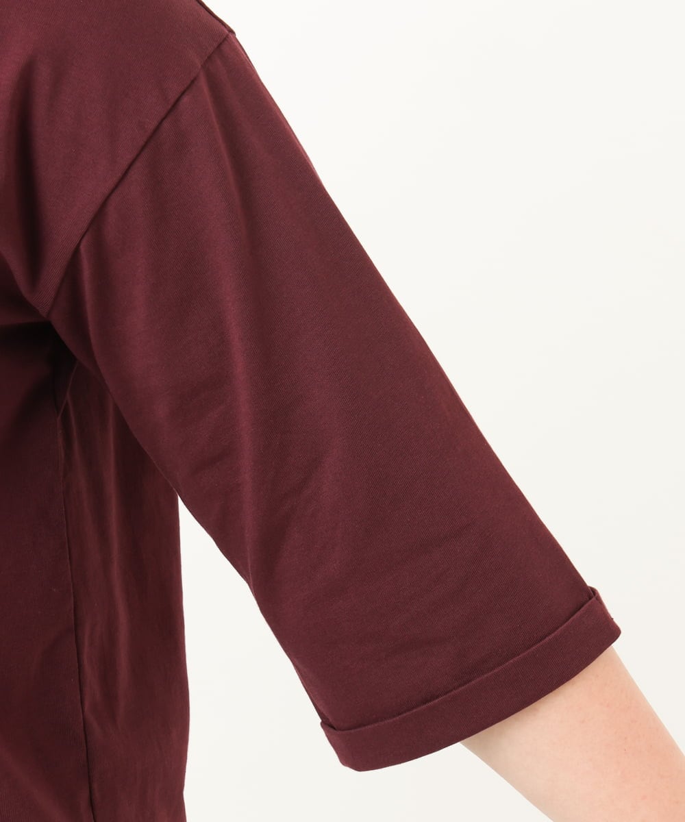 OLKJA10049 eur3(エウルキューブ) 【大きいサイズ/接触冷感】UVカットロールアップスリーブカットソー ワイン(77)